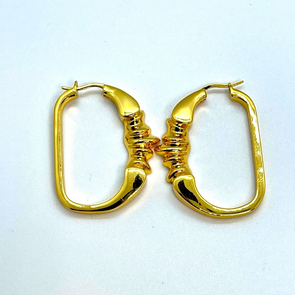 Celine Large Gold Oval Hoop Earrings